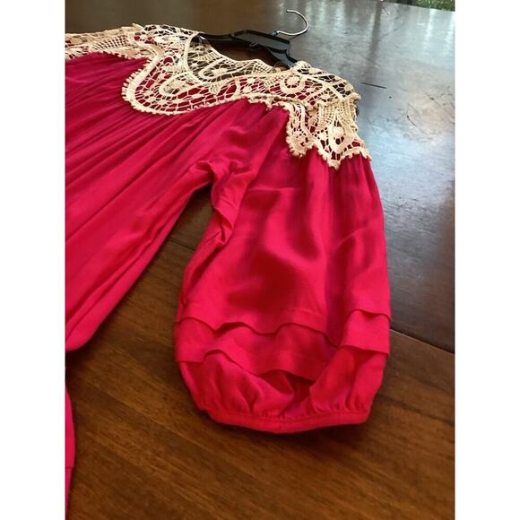 Umgee Bohemian Dress Fuchsia Boho Peasant Crocheted Tiered Sundress Sz Small NWT - Picture 7 of 11